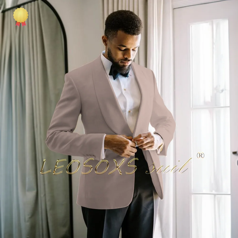 Men's Green Fruit Collar Single Button Wedding Groom Set 2-piece (Coat+Pants) Customized Tailcoat Formal Dress