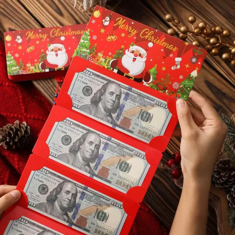 2026 Christmas Santa Tree Folding Banknote Card Envelope With 10 Card Slot Home Decor