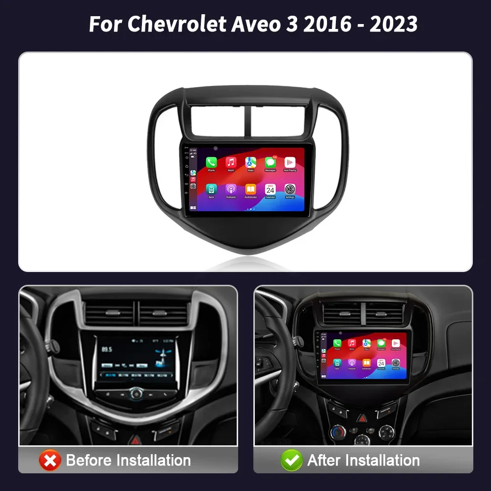 For Chevrolet Aveo 3 2016 - 2023 9 Inch GPS Navigation 4G Radio 2 Din Multimedia Screen Wireless Carplay Screen Stereo