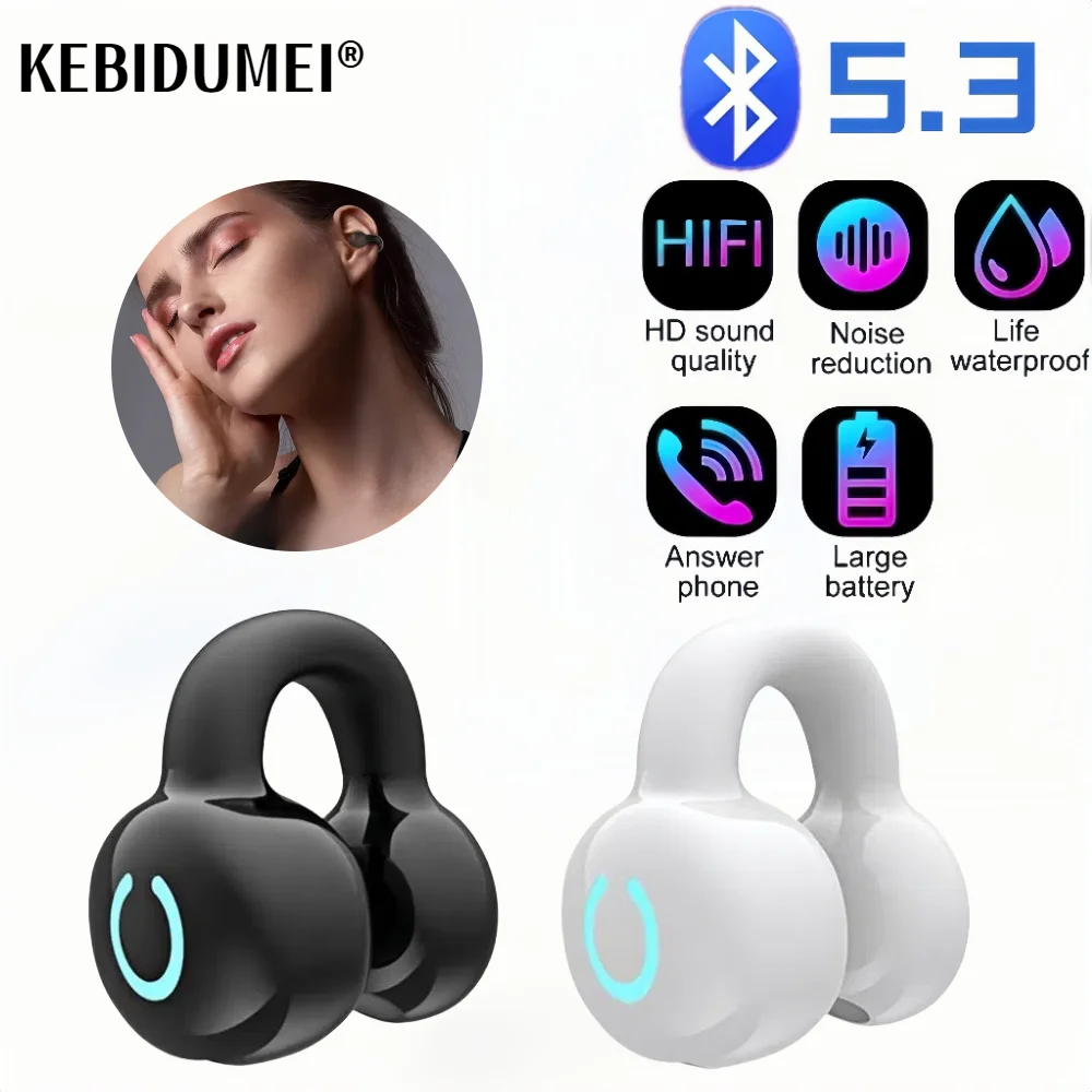 

Wireless Ear Clip On Earphone Bluetooth 5.3 Single Earbud Waterproof Sports Earphone Clip On Headphone for Running Workout