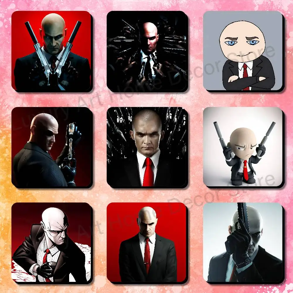 Agent 47 H-Hitmans-S Game Soft Magnetic Refrigerator Magnets Dimensions 75x75mm Personality Decorations Creative Gifts