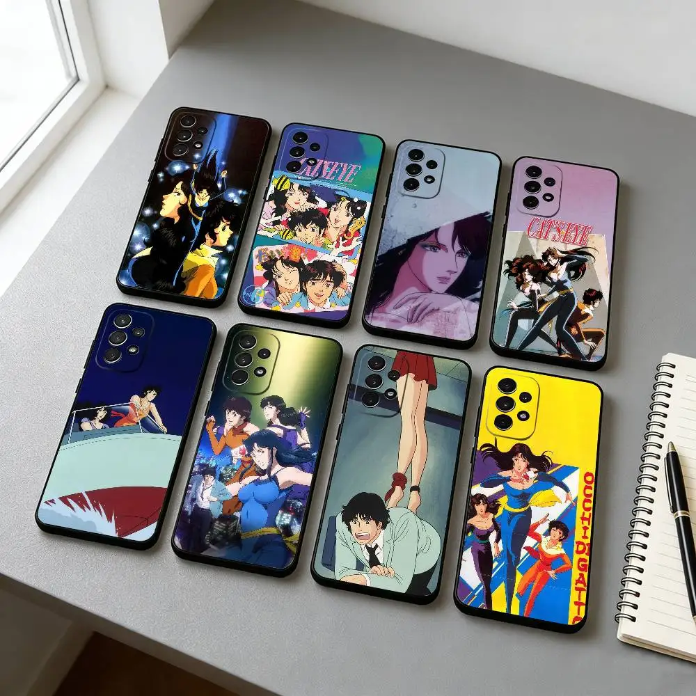 C-Cat's E-Eye  Phone Case Black Silicone Soft For Samsung S25,S24,S21,S22,S23,S30,Ultra,S20,Plus,Fe,Lite