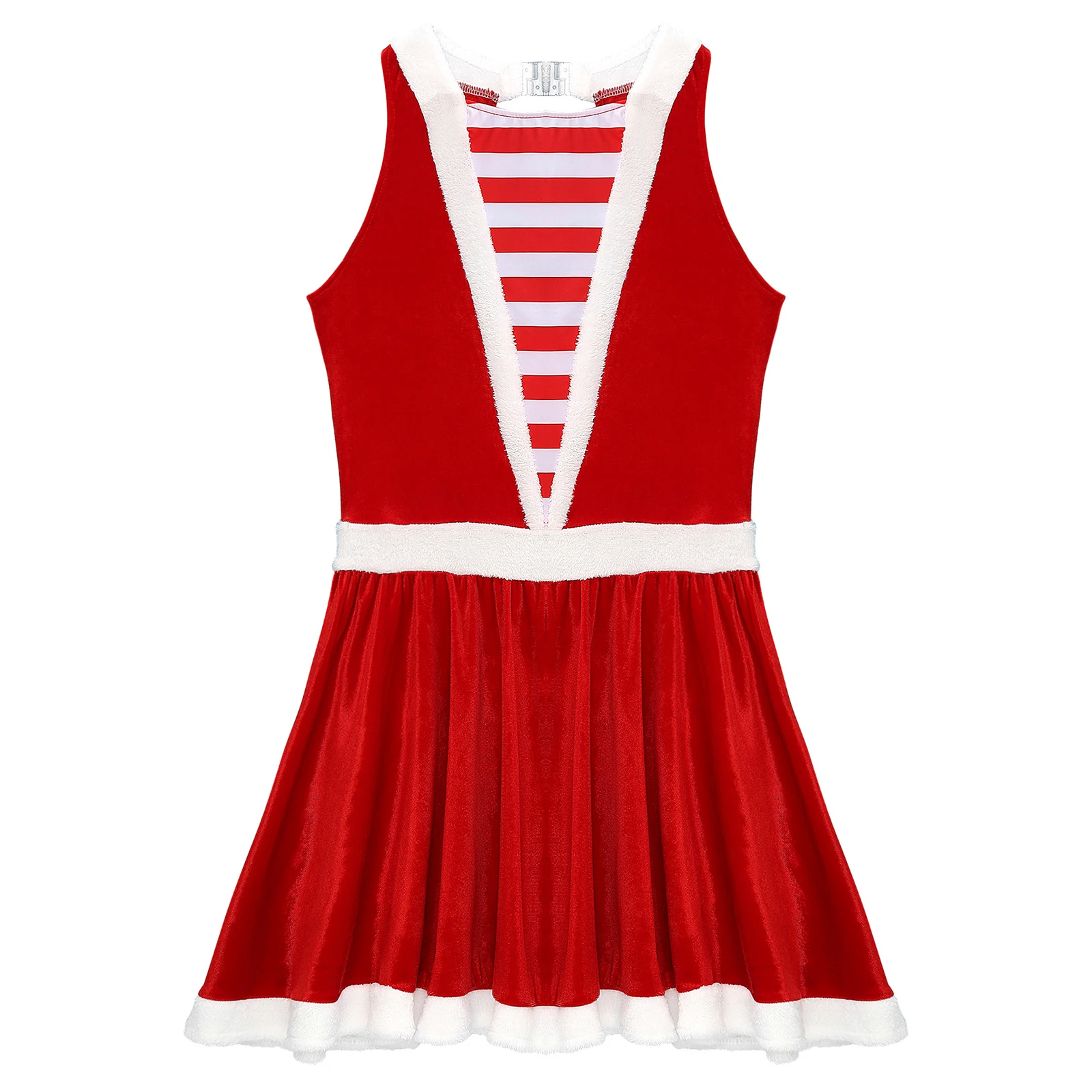 Costume da babbo natale natalizio da donna abiti in velluto senza maniche natale capodanno festa di carnevale figura pattinaggio su ghiaccio vestito da spettacolo di danza