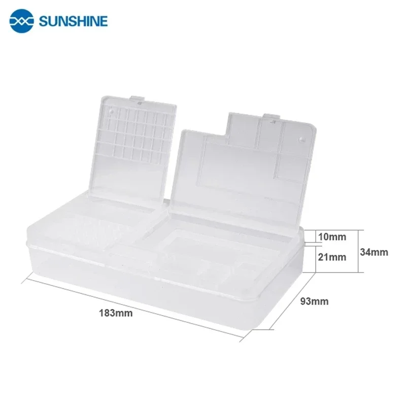 Caja de almacenamiento de 5 piezas SUNSHINE SS-001A para piezas de tablero IC, herramientas de apertura de teléfono móvil, reparación, multifunción