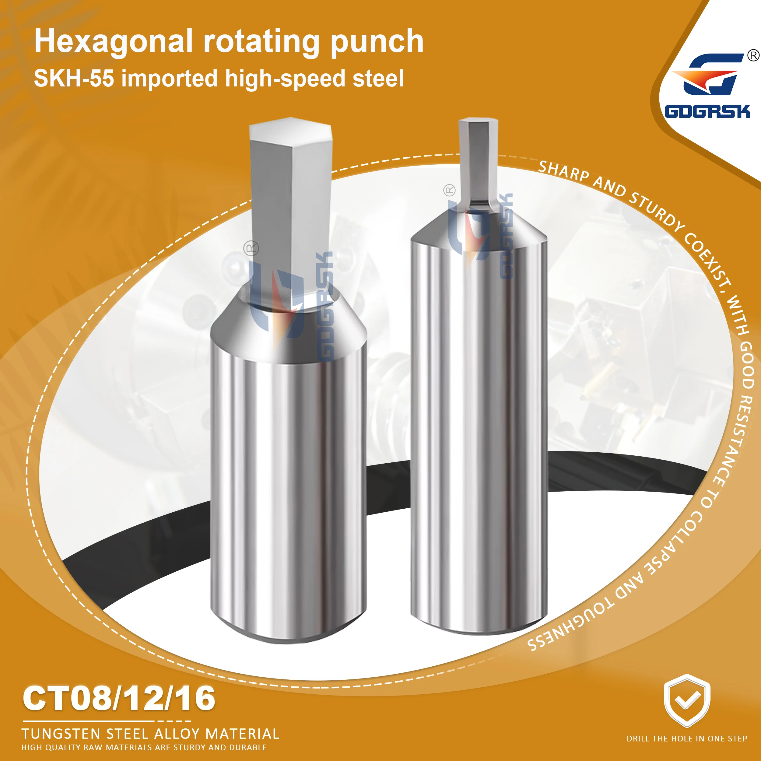 

CNC Hexagonal Rotating Punch Cutting Tool CT08-1.5 CT12-3.0 CT16-22 CNC Lathe High-Speed Steel Punching Hexagonal Punching Tools