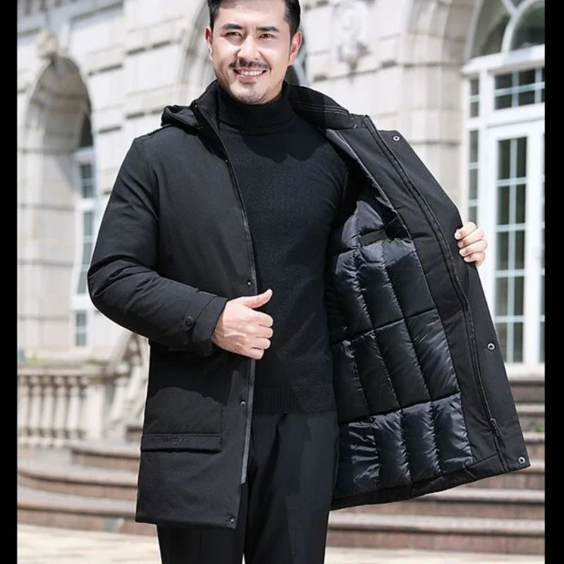 Abrigo de invierno para hombre, Parka gruesa con capucha, chaqueta acolchada de manga larga, cálida, informal, con bolsillos, a prueba de viento