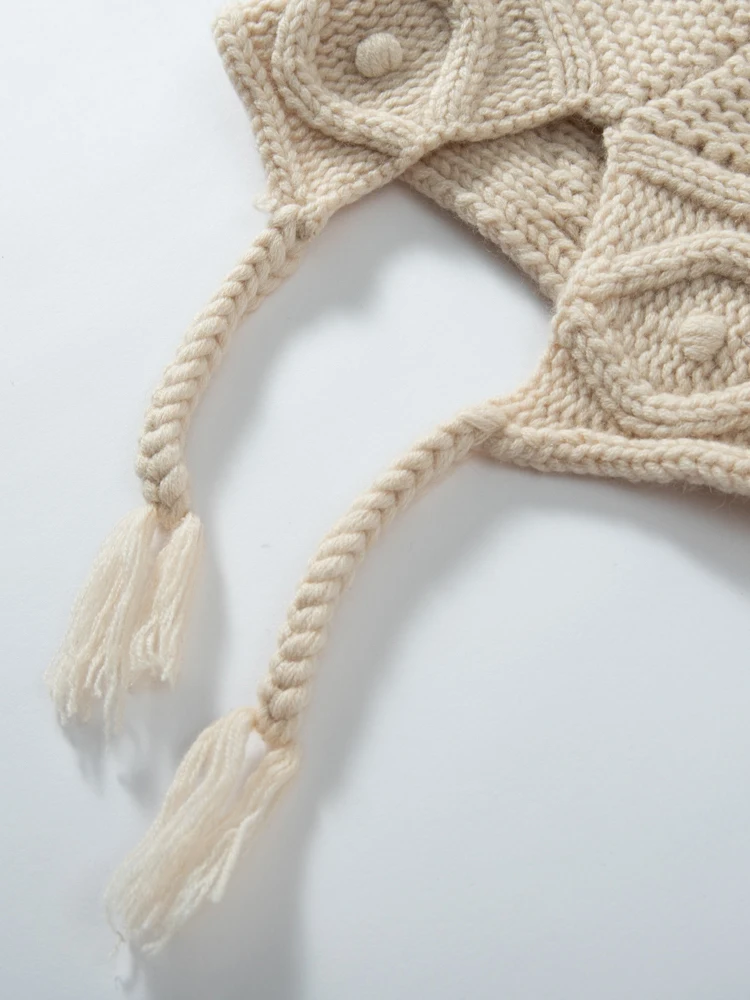 TLOML Autumn Winter Women's Cashmere Hat 100% Cashmere Cable Knitting Little braid Hats Warm Pullover Caps Casual Cashmere Hats