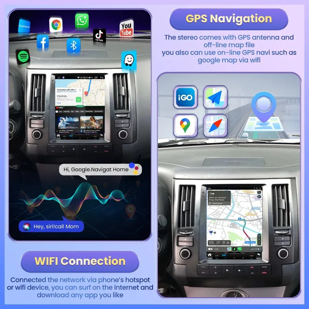 128G For Infiniti FX FX35 FX45 2003-2006 Android 14.0 Car Radio Stereo Multimedia Player GPS Navigation 2 Din Carplay Head Unit