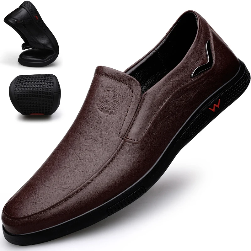 

Leather Men's Casual oes Autumn Winter Soft Bot One-Step Bean Bean oes Breathable Korean Sle Faionable All-Match L...