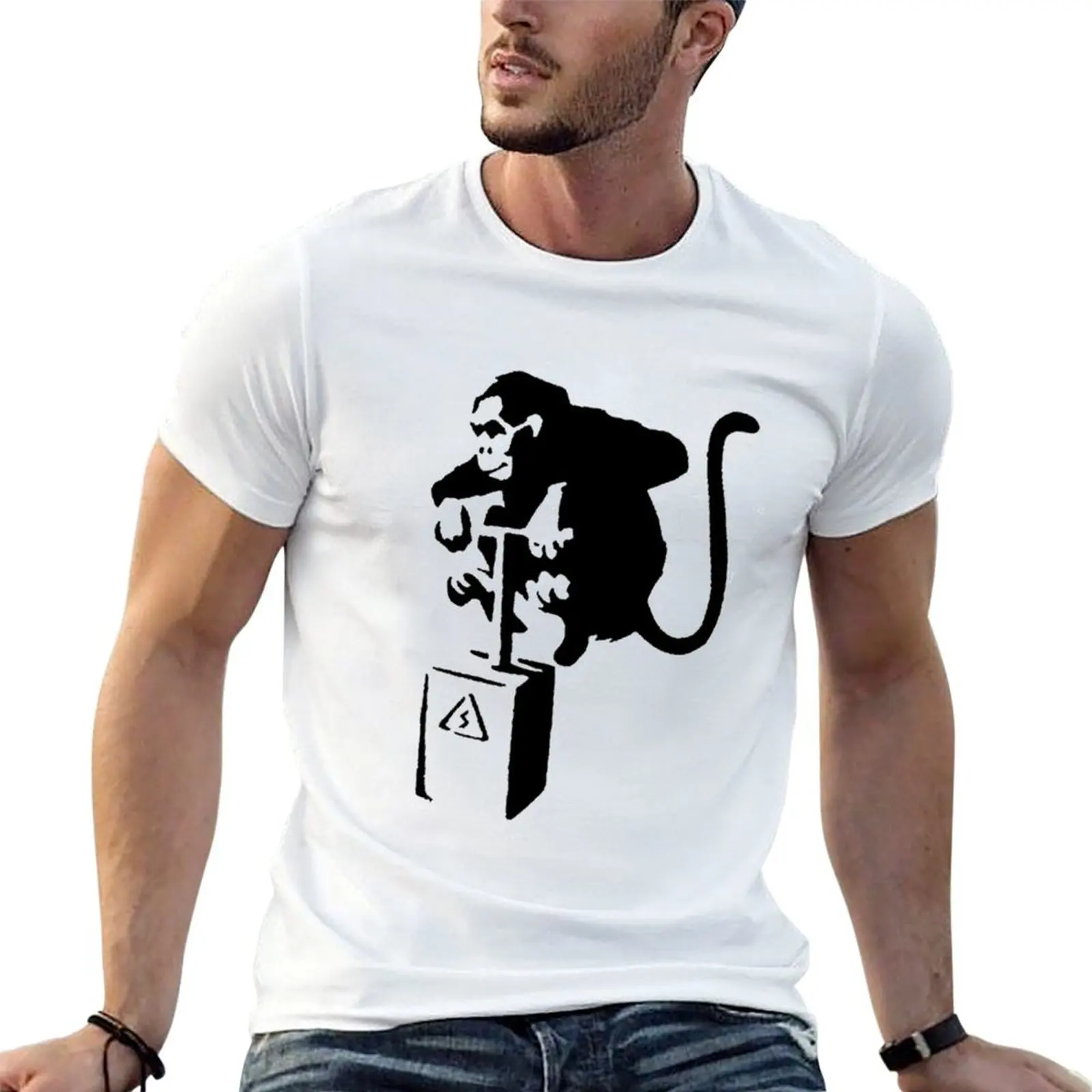 T-shirt Monkey Detonate Stencil pour homme, t-shirt graphique pour hommes, t-shirts graphiques pour hommes, t-shirt pour hommes