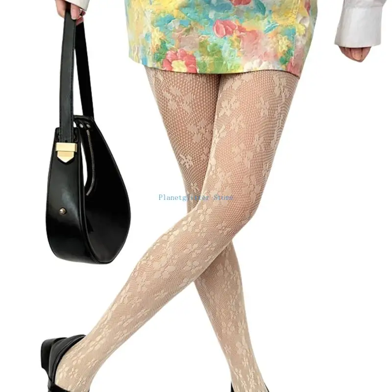 

652B Women's Elegant Small Floral Patterned Tights for Parties and Festivals