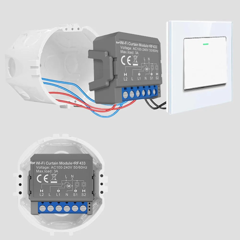 Smart For WiFi Curtain Switch Module for Remote Control and Voice Activation Compatible with RF433 Blinds System