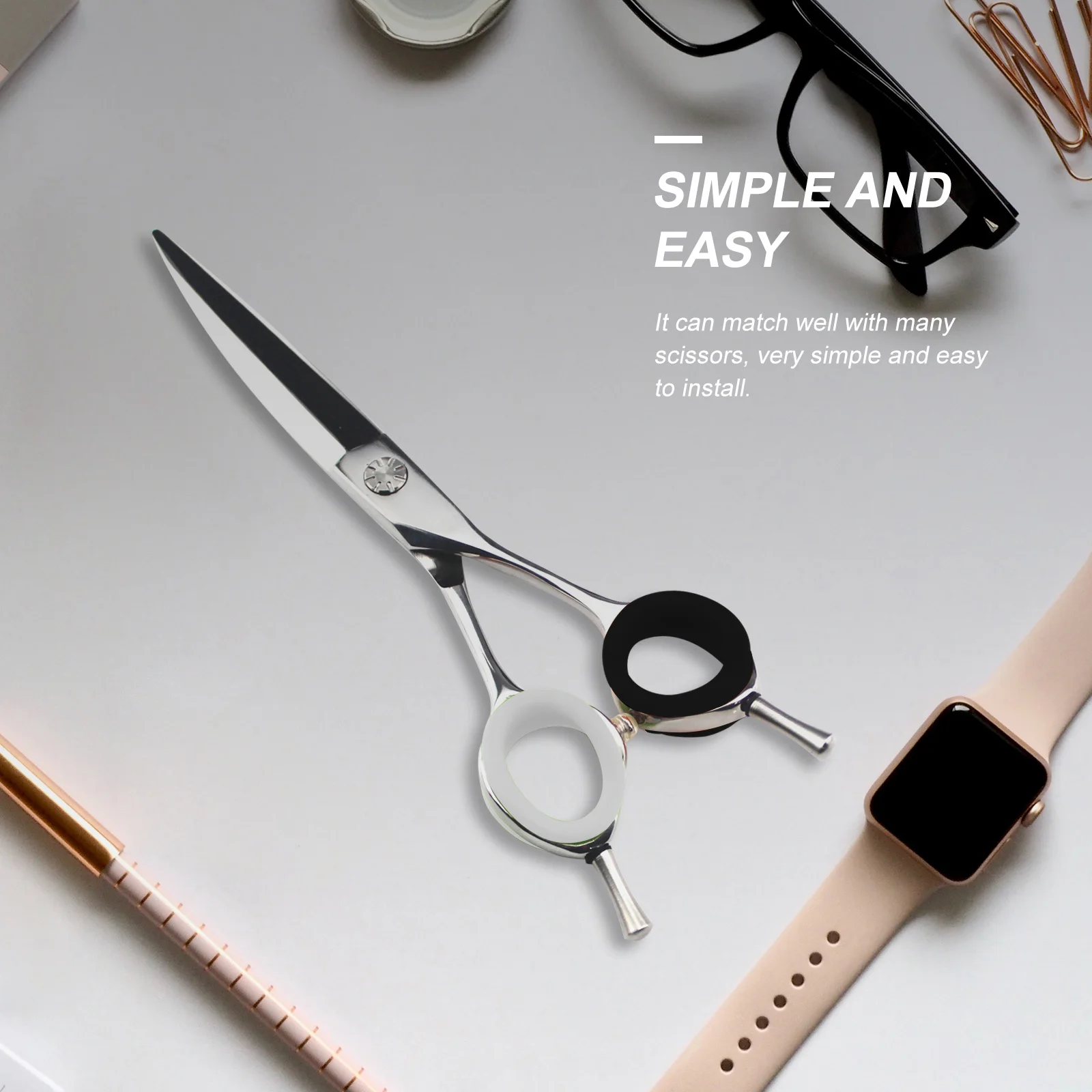 

6pcs Non-Skid Silicone Scissor Finger Ring Pet Grooming Shear Ring Comfortable Protector For Hairdressing Easy Install Durable