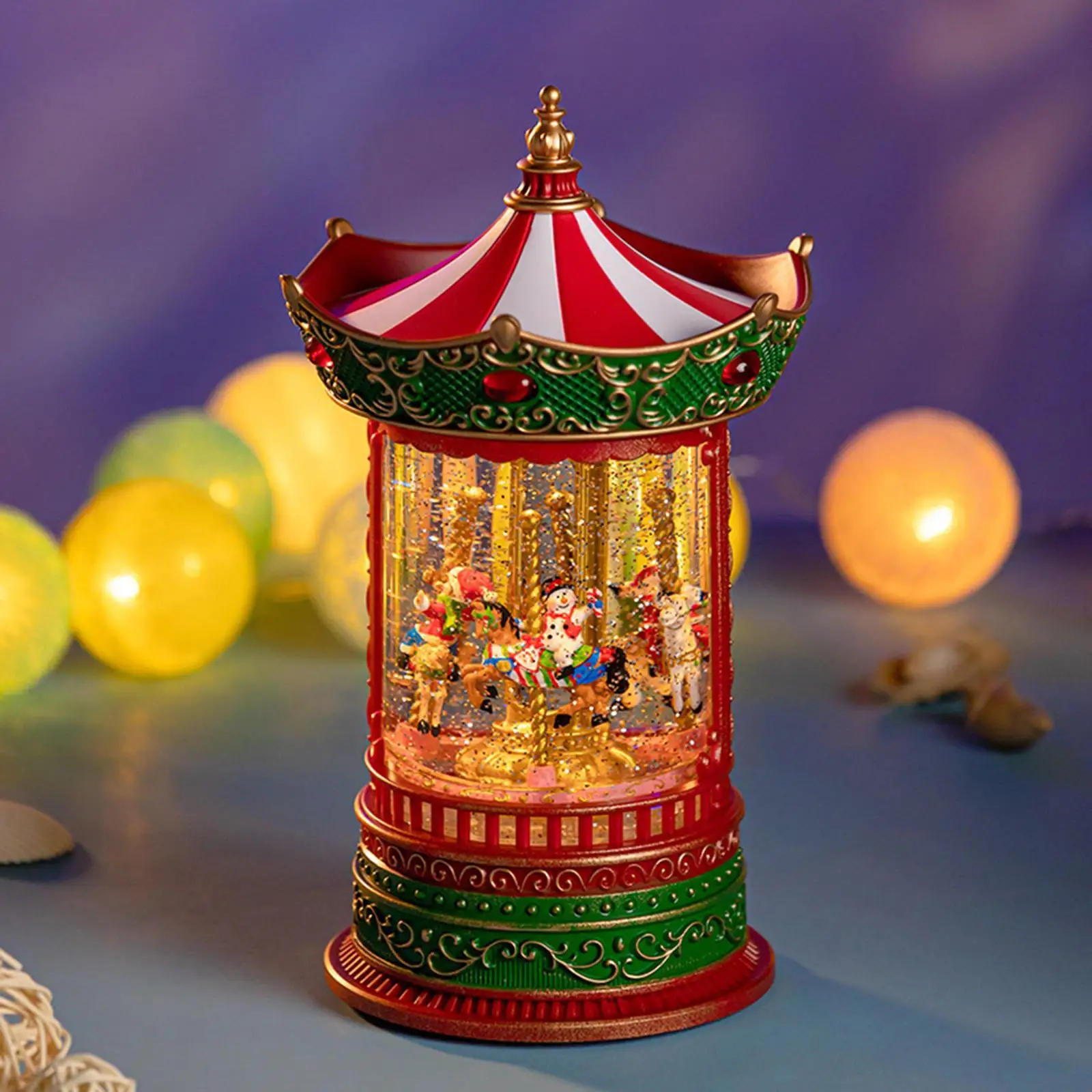 

Santa Claus Snowing Carousel Music Box Crafts Collectibles for Women Girls