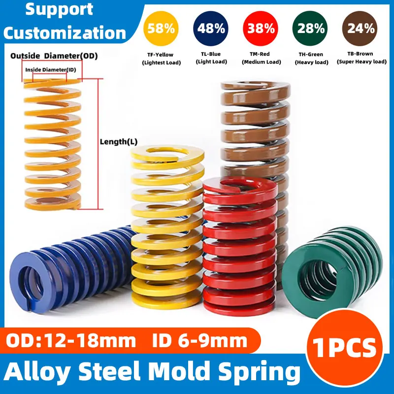 1PCS Mold Compression Spring Spiral Stamping Die Springs for 3D Printed and Car Pedal OD 12-18mm ID 6-9mm Length 20-100mm