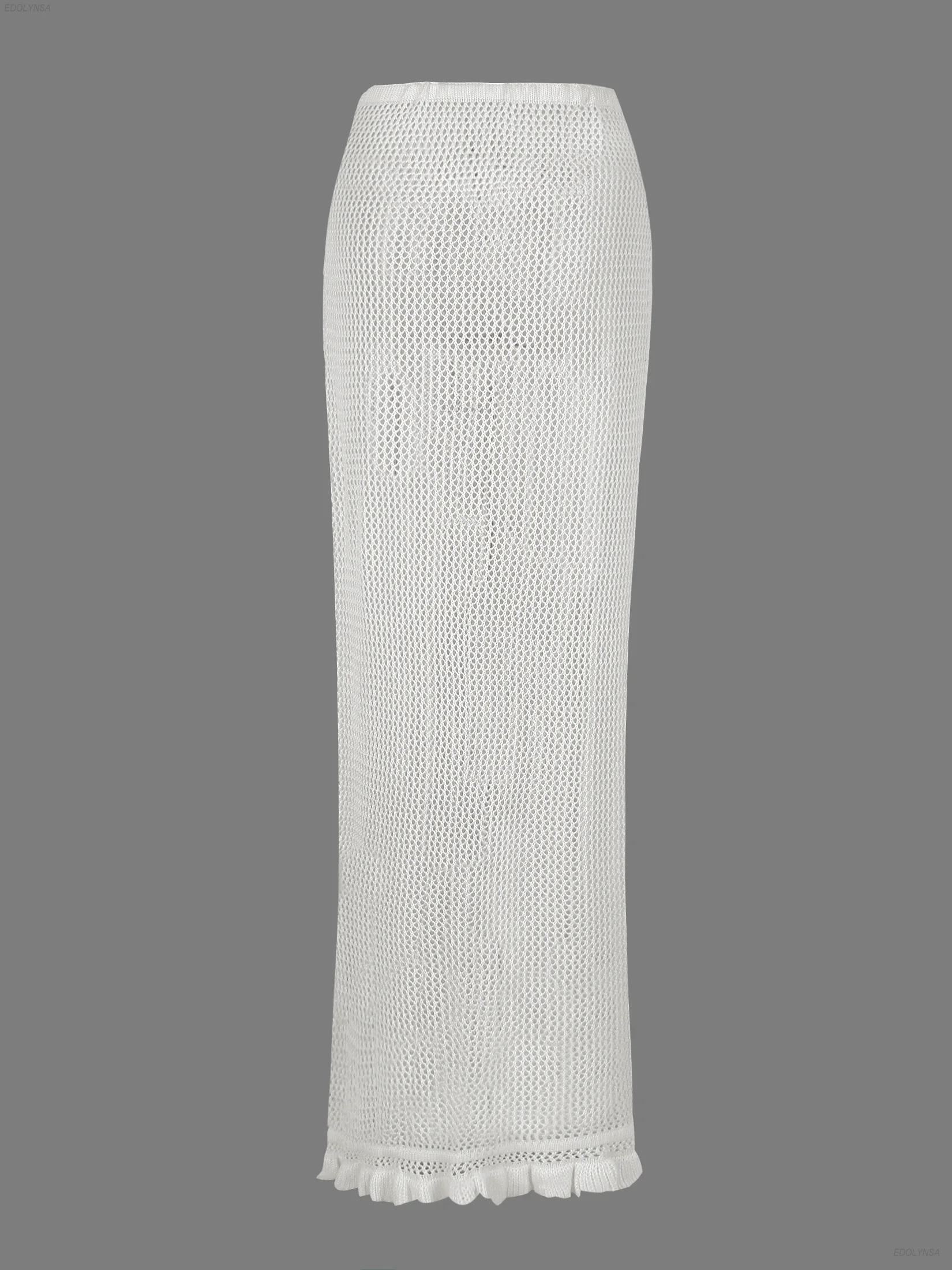 Chic Side Slit Lace-up Casual Wrap Skirts Sexy Summer Knit Cut Out Beach Half Skirt Women 2025 Pool Party Swimsuit Cover Up K249