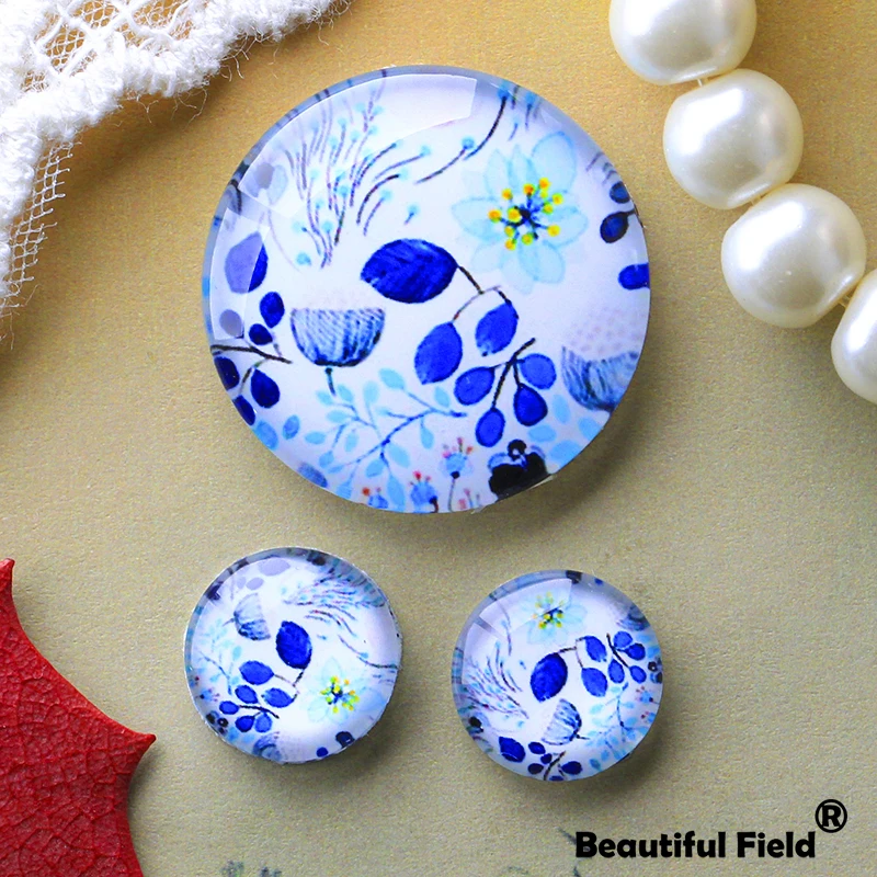 

12mm 25mm 14mm 16mm 18mm 20mm Photo Beautiful Glass Cabochons Round Cameo Set Handmade Settings Stone Flowers FL002