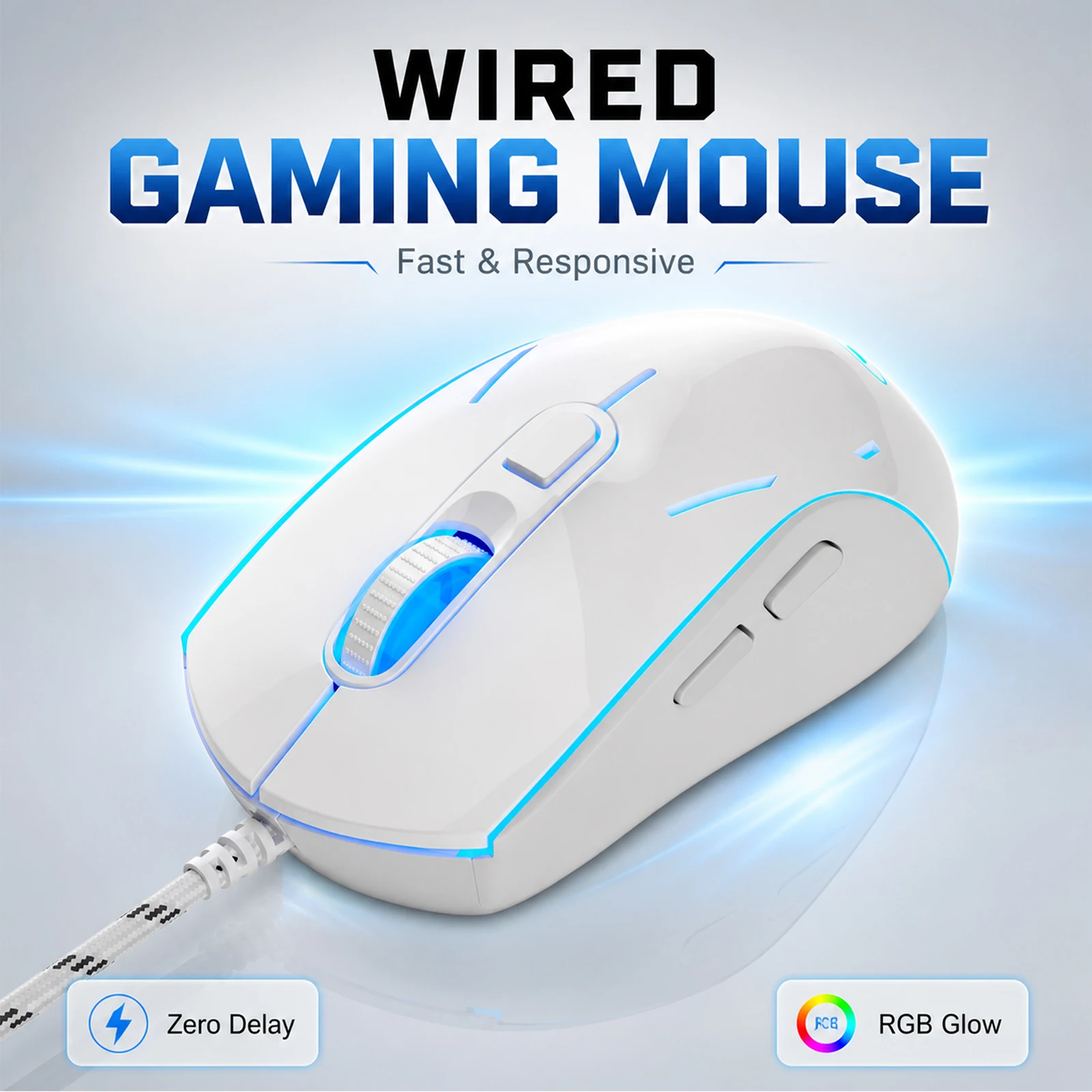 MageGee G12 Wired Gaming Mouse, 7 Colors Breathing LED Backlit, 6 Adjustable Speed Levels from 600 to 3200