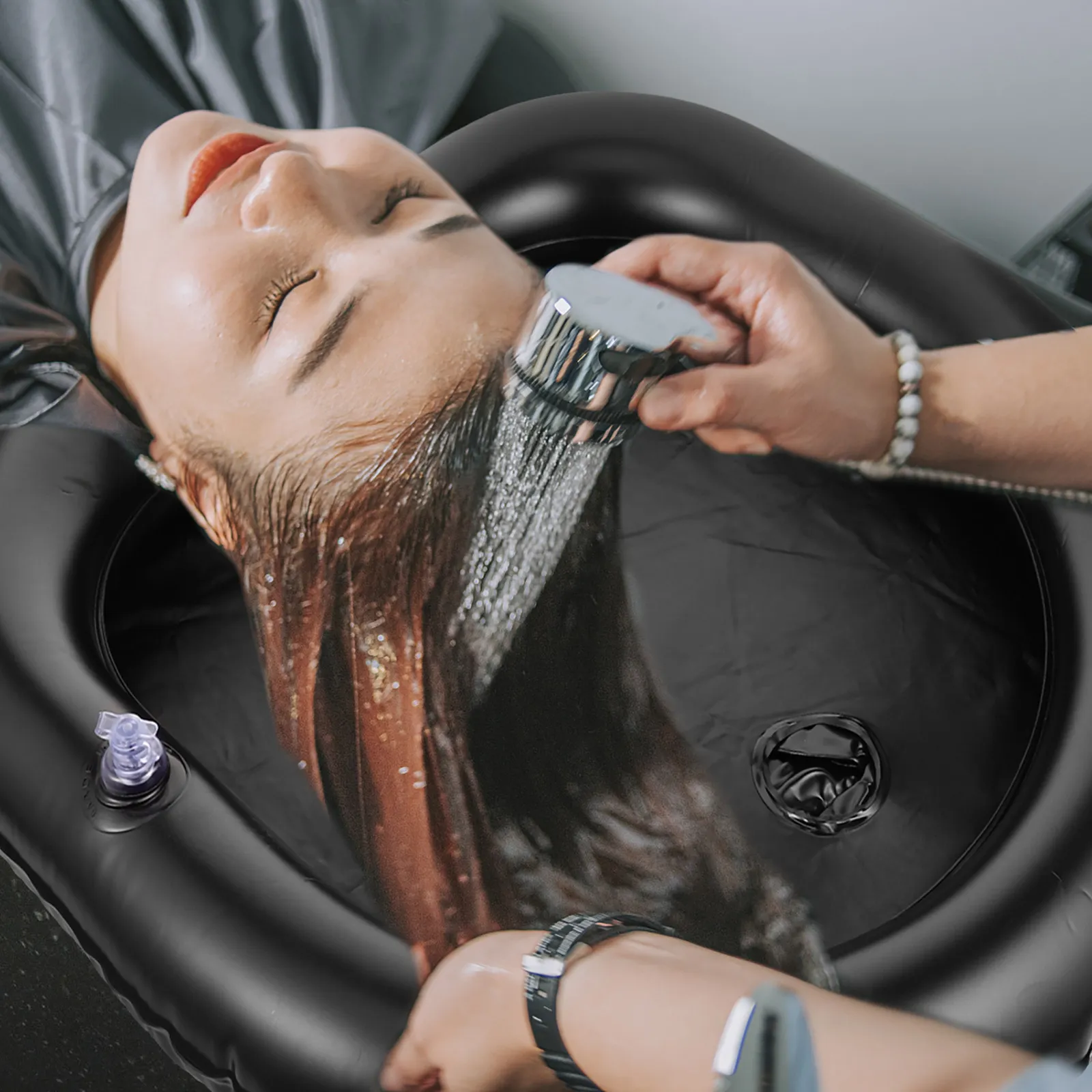 

Многоразовая надувная ванночка для мытья волос, портативный поддон для мытья головы, держатель для мытья волос для лежачих больных, для использования дома, в салоне, для беременных