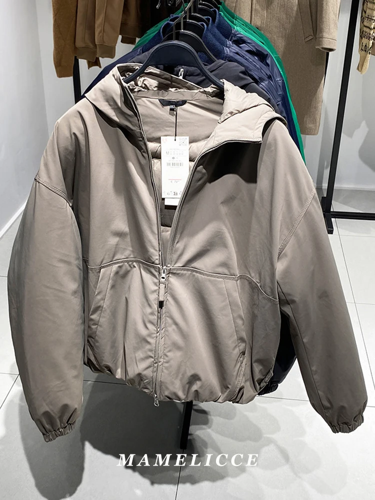 MAMELICCE Original Tech fabric loose hooded cotton jacket Hooded jacket Casual short jackets thickened jakcets tops