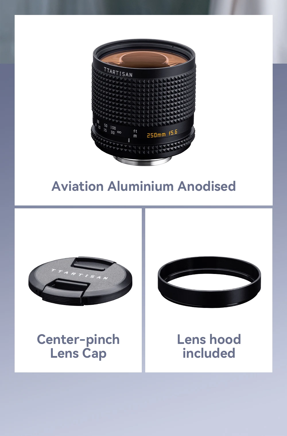 TTArtisan 250mm F5.6 Vollformat-Reflexobjektiv mit Donut-Bokeh, manuelles Teleobjektiv mit MF-Funktion für M42-Mount, kompatibel mit Sony E, Nikon Z, Canon R, EF L – Detail 21