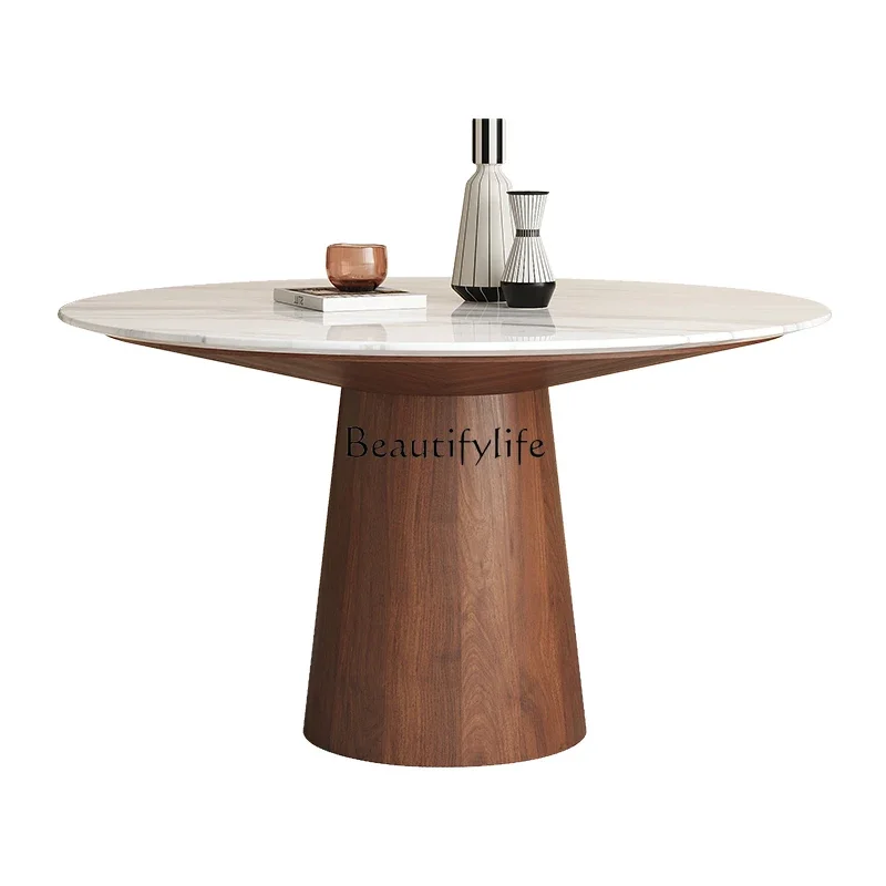 

Natural Marble Round Dining Table Modern Minimalist Imported Luxury Stone Vintage Dining Table
