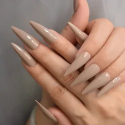press on fake nails stiletto long size solid colors glossy finishes for women girls hand art simple design