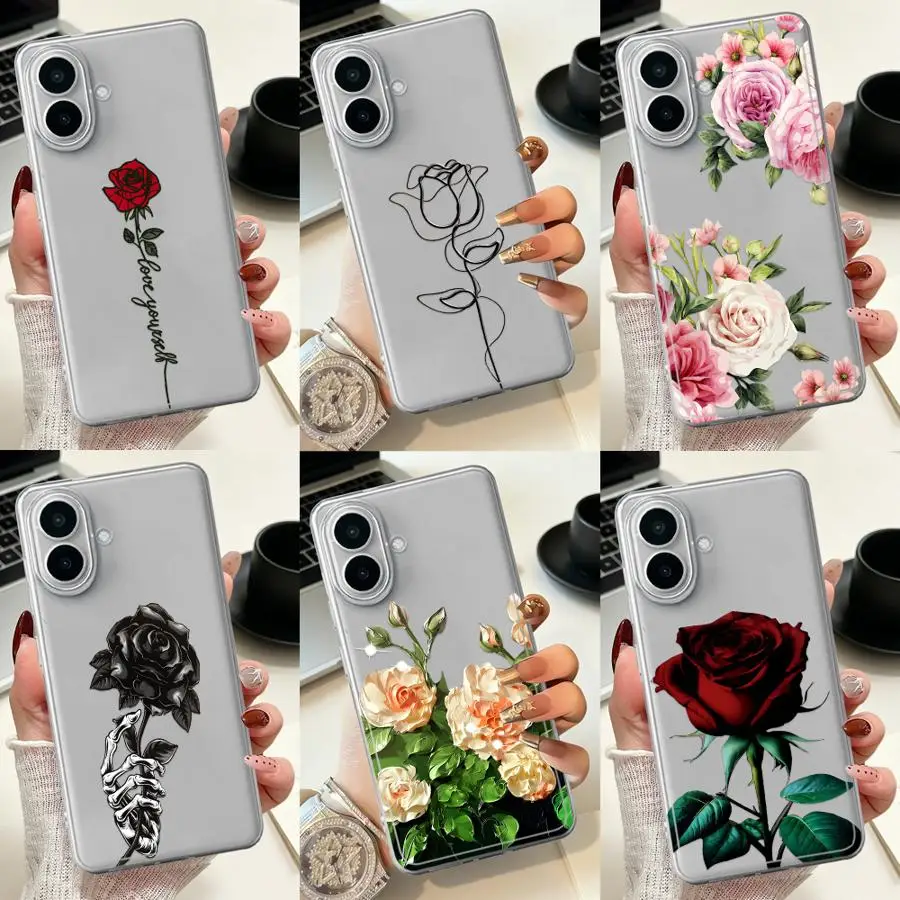 Case for Samsung Galaxy A56 A27 A33 A52 A34 A35 A52 A57 A54 A15 A26 A14 A16 A36 A13 A55 A23 Phone Cover Dark Rose Pattern 