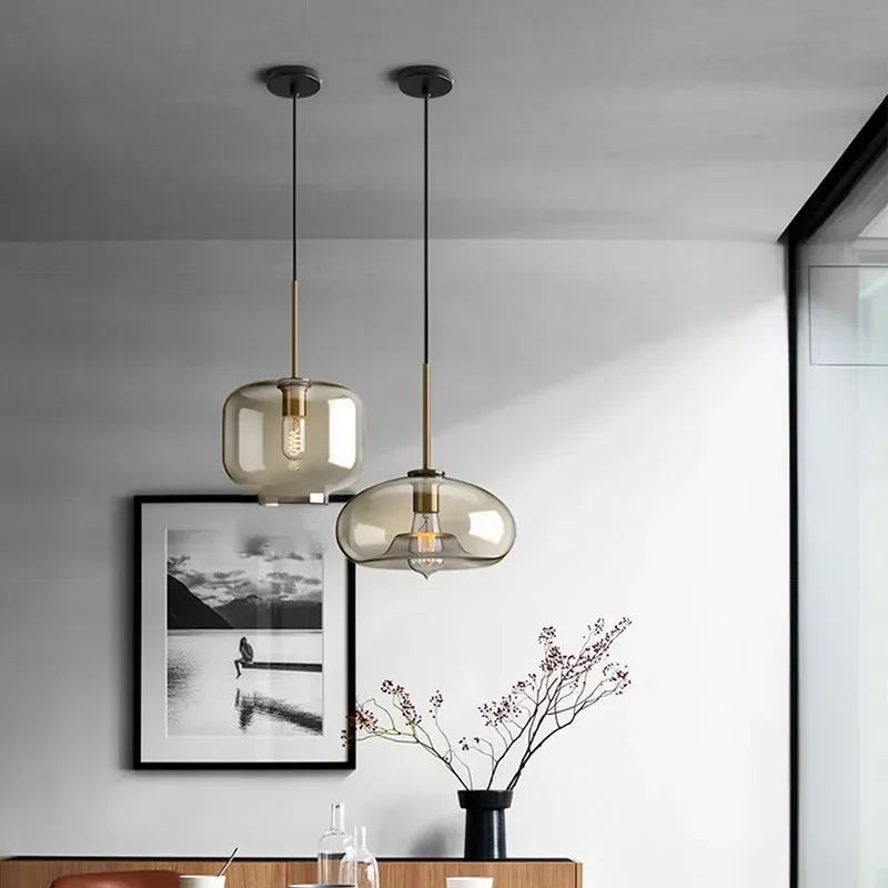 Imagem -03 - Nordic Glass Led Pendant Light Cognac 13 Cabeça Sala de Estar Decoração Lâmpadas Penduradas para Estudo Quarto Sala de Jantar Bar Luminárias Interiores