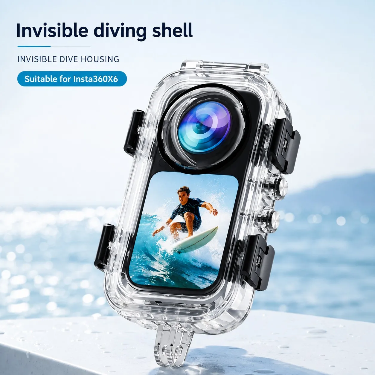 Wasserdichtes Gehäuse Tauchgehäuse für Insta360 X6 60m Unterwasser-Schutzgehäuse Anti-Beschlag Klare Linse Sportkamera-Zubehör – Detail 7