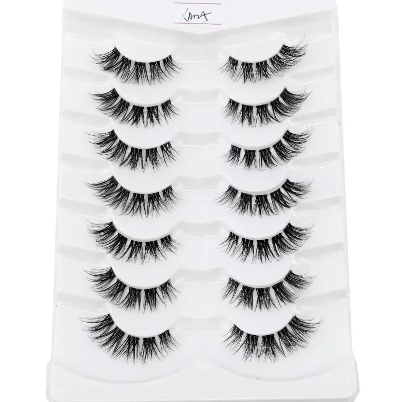 HBZGTLAD 7 pairs of false eyelashes natural long transparent strip eye elongated imitation mink eye eyelash makeup use