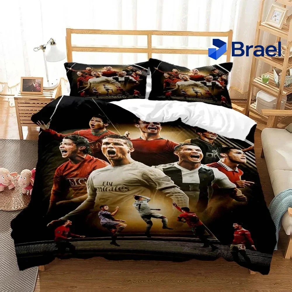 Exquisite 3D Print Football Star NO.7 Soccer Bedding Set,Duvet Cover Bed Set Quilt Cover Pillowcase,King Queen Twin Size Boys Gi