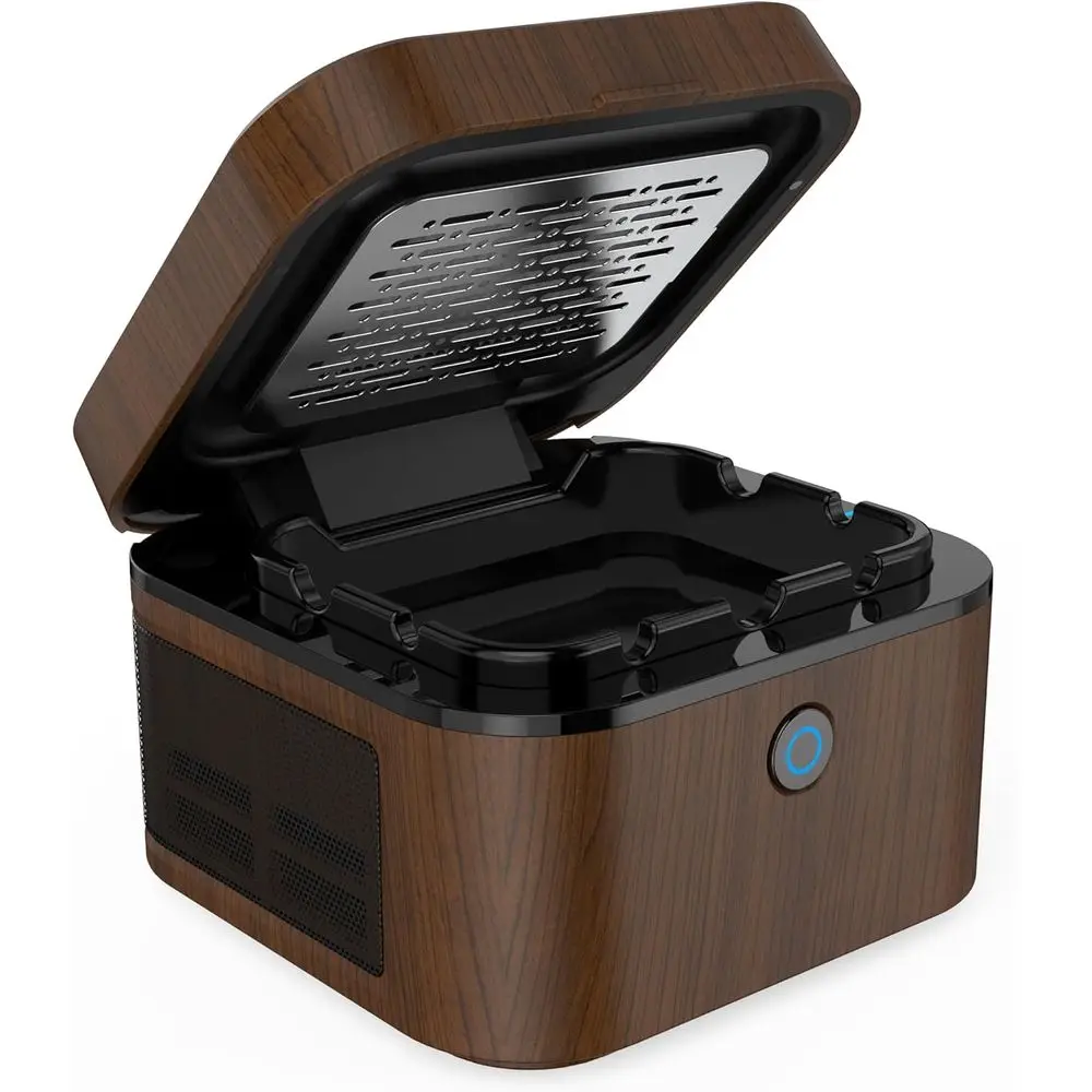 

Smokeless Ashtray, HEPA Filter Ashtray Indoor, USB Rechargeable Smoke Removing ashtray for home, bedroom, office, car (Dark waln