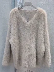 Korean Fluffy Knitted Sweater Y2k Clothes Women Harajuku Lazy Trend Coats Pullovers Soft Long Sleeve Tops Warm Fuzzy Streetwear