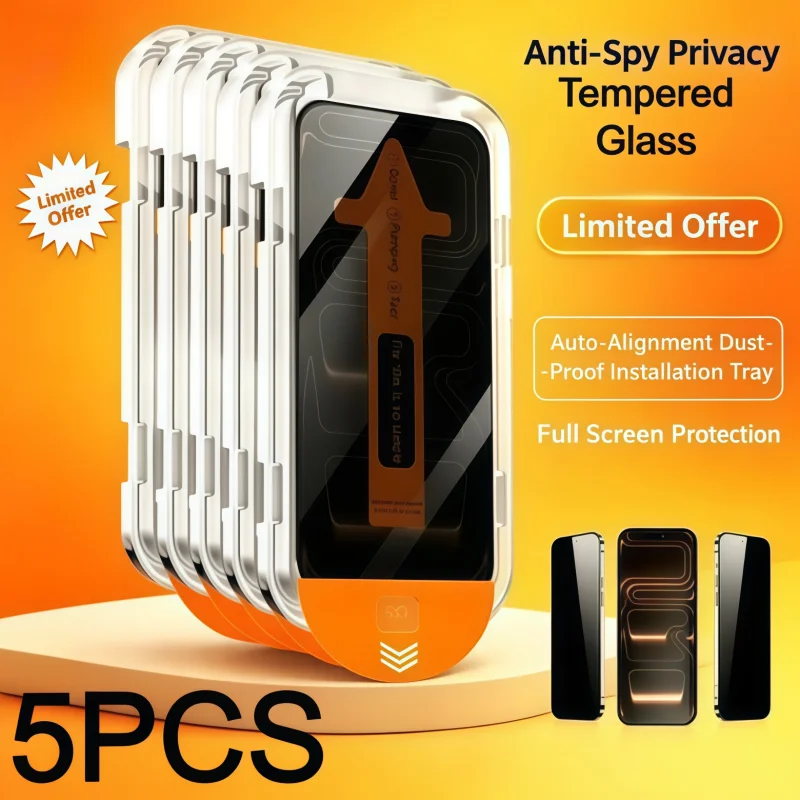 5 Stück Privatsphäre-Vollbildschutzfolie für iPhone 17 16 15 14 13 12 11 Pro Max 17 Air XR XS Max 14 15 16 Plus Anti-Spionage Installationsglas
