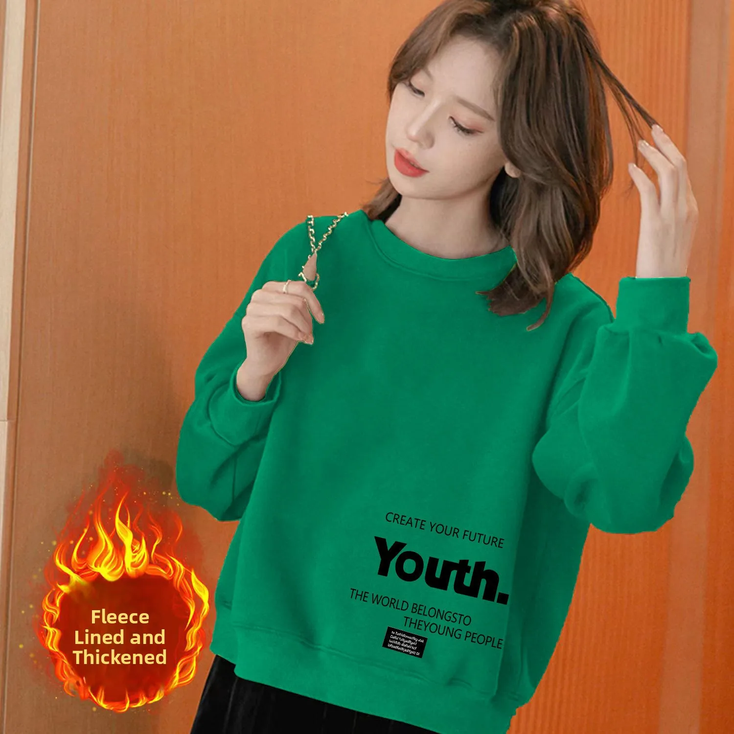 純綿裏地付きオルトフーディー レディース ファッション 韓国風 ルーズ スリム 多用途 オルト ウィームトップ