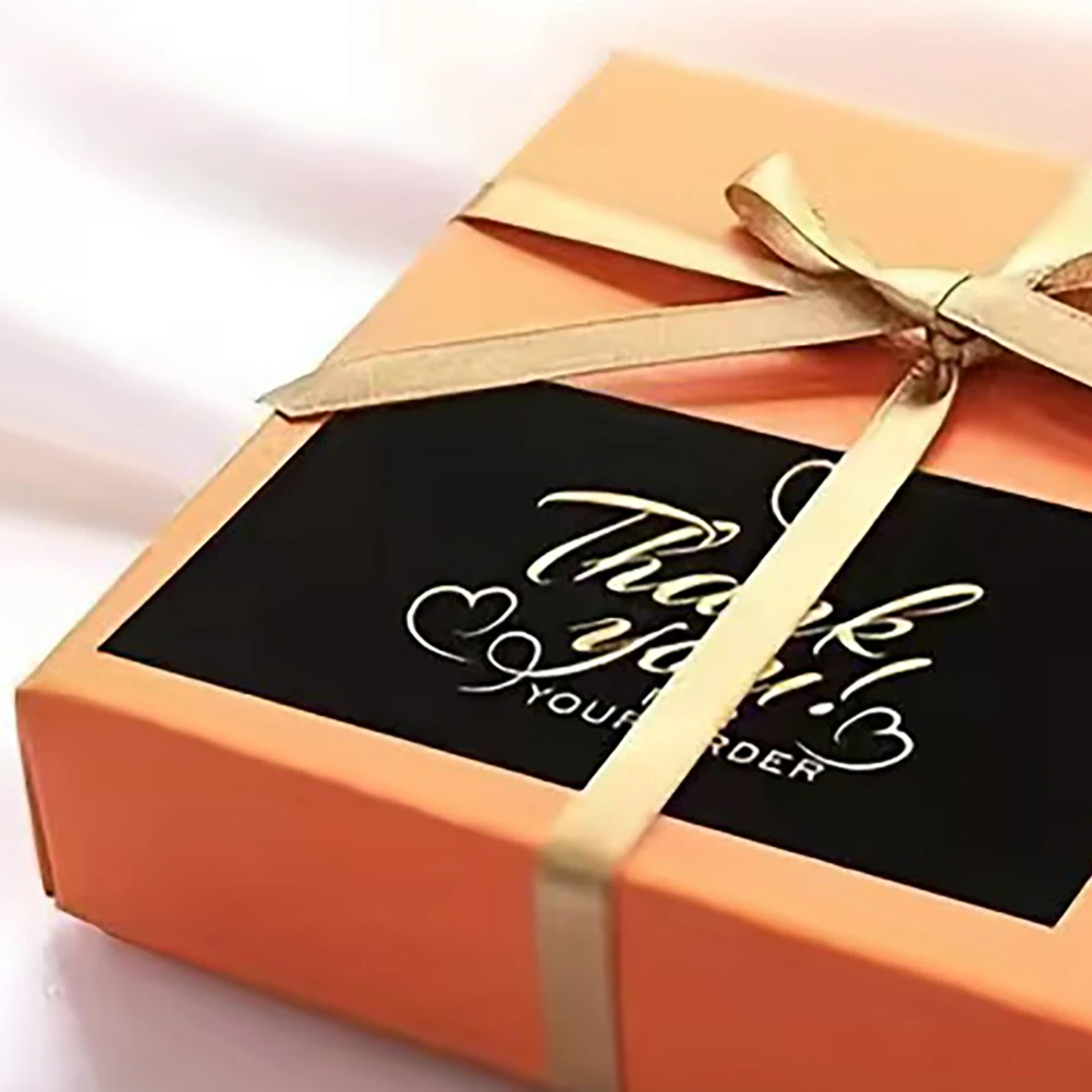 

300pcs Thank You Cards Black Elegant Design Blank Back Mini Square Notes for Small Business Wedding Graduation Durable Thick