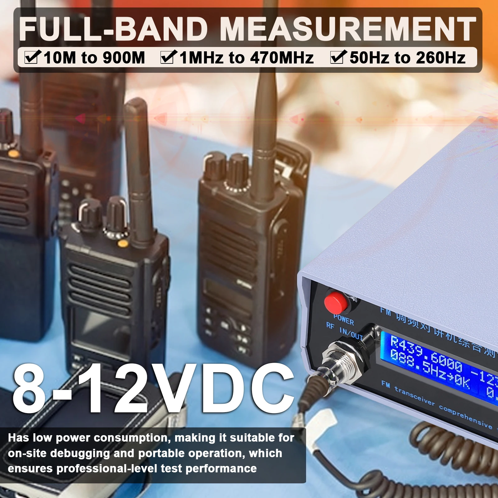 Generatore di segnale completo modulazione di frequenza ricetrasmettitore Tester ripetitore Tester VHF UHF Radio ricetrasmettitore palmare