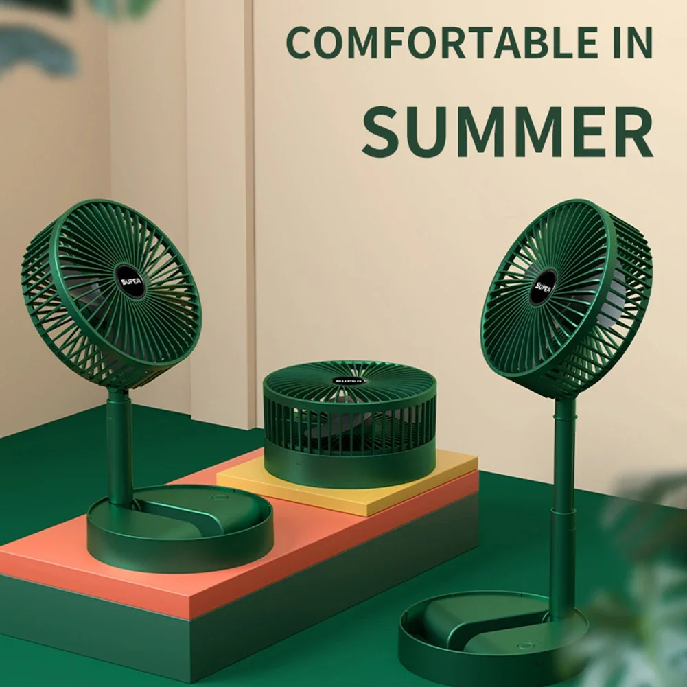 

Folding Telescopic Floor Fan 3 Gears Summer Silent Desktop Retractable Fan for Office Bedroom School USB Rechargeable Ventilator