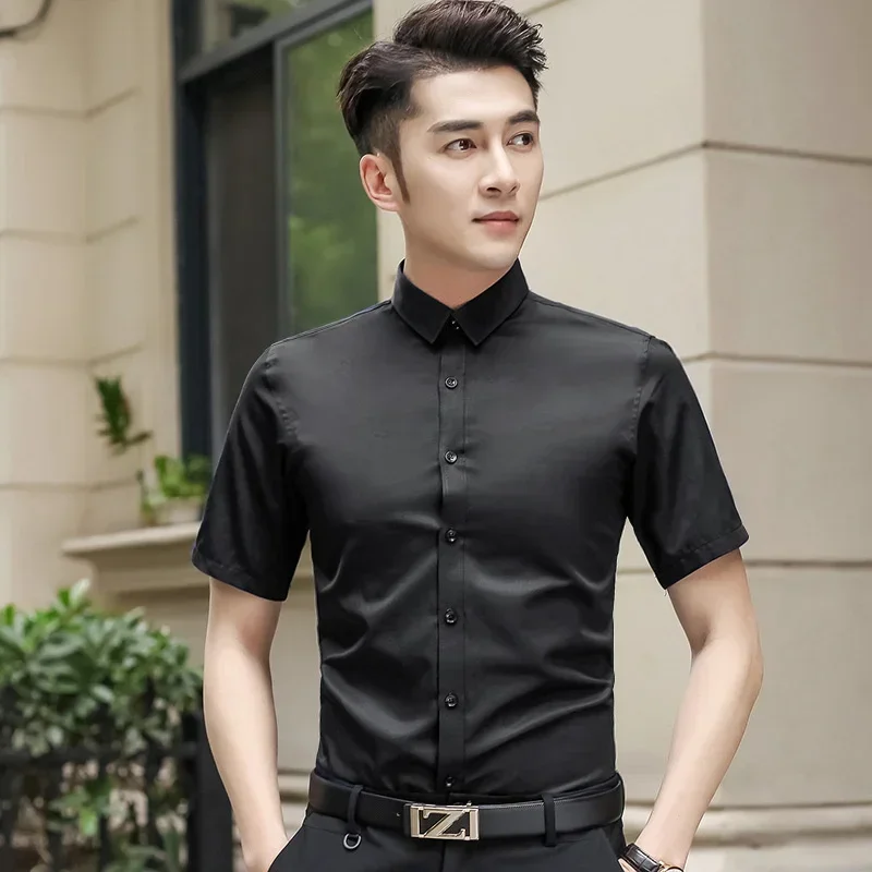 

Men's Slim Fit No Iron Business Fashion Long Sleeve Shirt Luxury Top Quality Social Formal Shirts For Men All Seasons Clothing