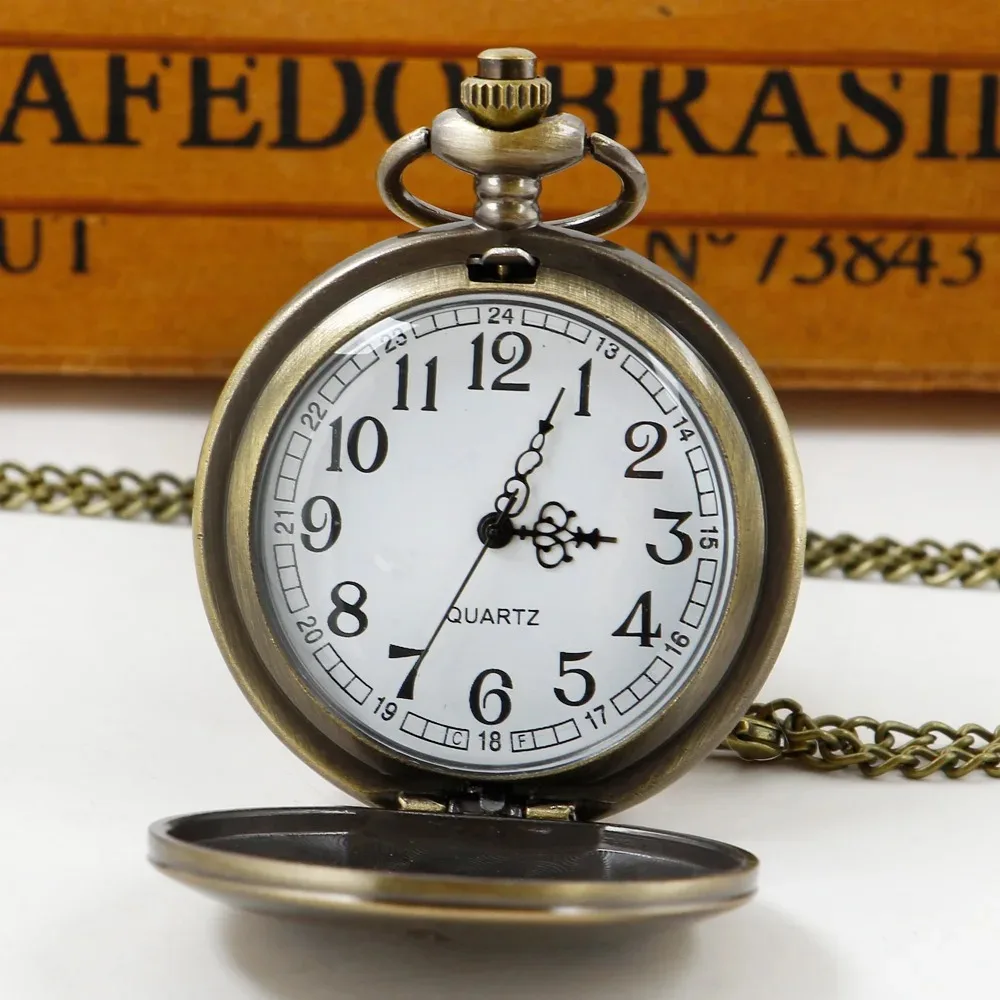 الجملة أزياء جديدة رائعة محفورة كوارتز ساعة الجيب Steampunk المرأة الرجال قلادة قلادة مع سلسلة الهدايا