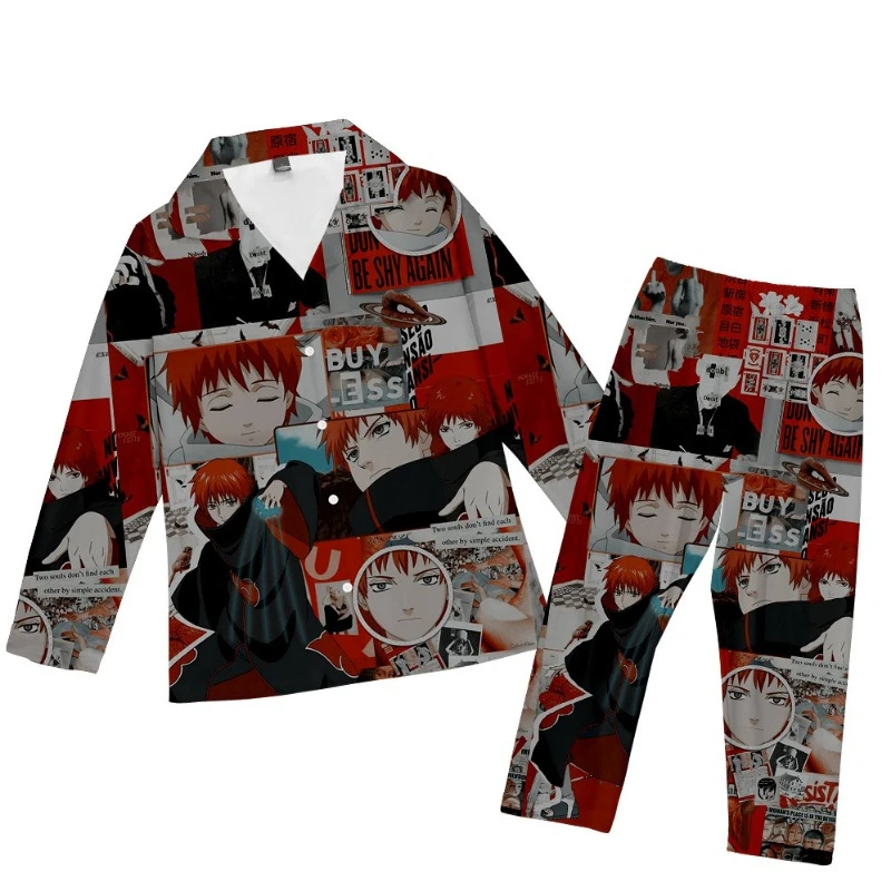 Anime Naruto Pyjamas Set for Adult Children Oversize 6XL Akatsuki Nightwear Sasuke Cartoon Sleepwear Trouser Shirts Kids Gifts