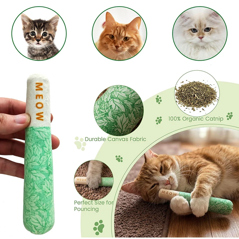 Jouets pour chats en forme de cigarettes à la menthe, bâtonnets à mâcher pour chats, jouet de mastication pour le nettoyage buccal, bâtonnet de stimulation pour chats, soulage l'ennui et l'anxiété