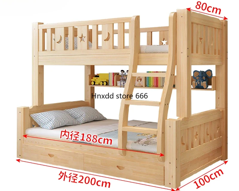 Children\'s bed upper and lower double-layer all-solid wood child and mother multi-functional small apartment