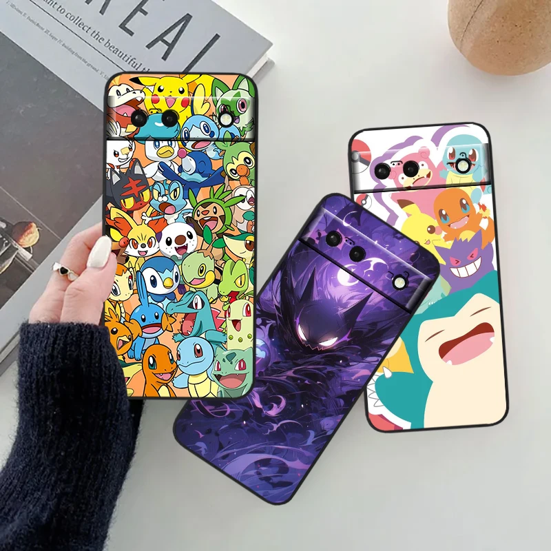 P-Pokemons G-Gengars Fashion For Google Pixel 8 7A 7 6A 6 5A 5 4 4A XL 5G Black Silicon Shockproof Shell Funda Phone Case