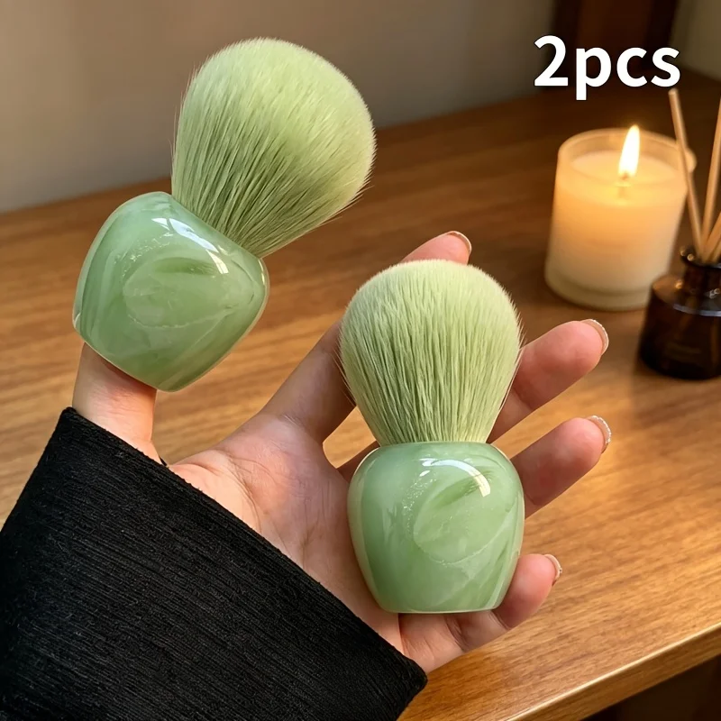 2Pcs New Small Apple Loose Powder Brush Mushroom Head Fluffy Blush Brush Nail Dust Brush Multi Purpose Makeup Brush