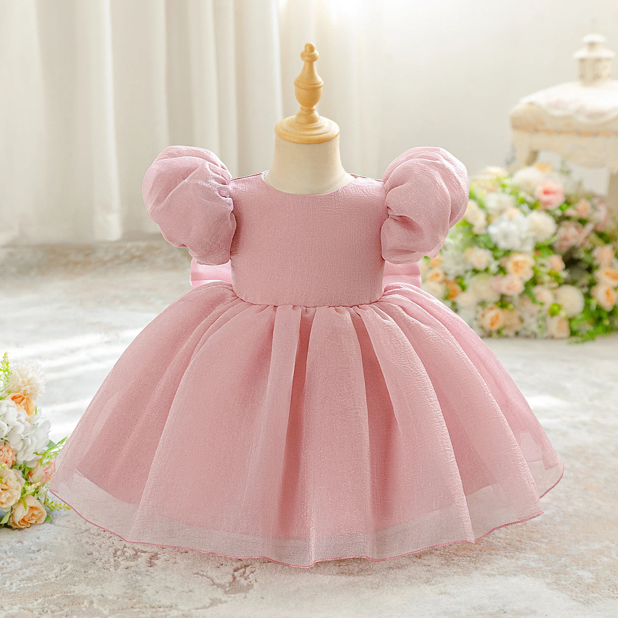 Kleinkind Große Schleife Brautjungfer Party Baby Mädchen Kleid Kleinkinder Tüll 1. Geburtstag Hochzeit Prinzessin Kleider für Mädchen Abendkleid