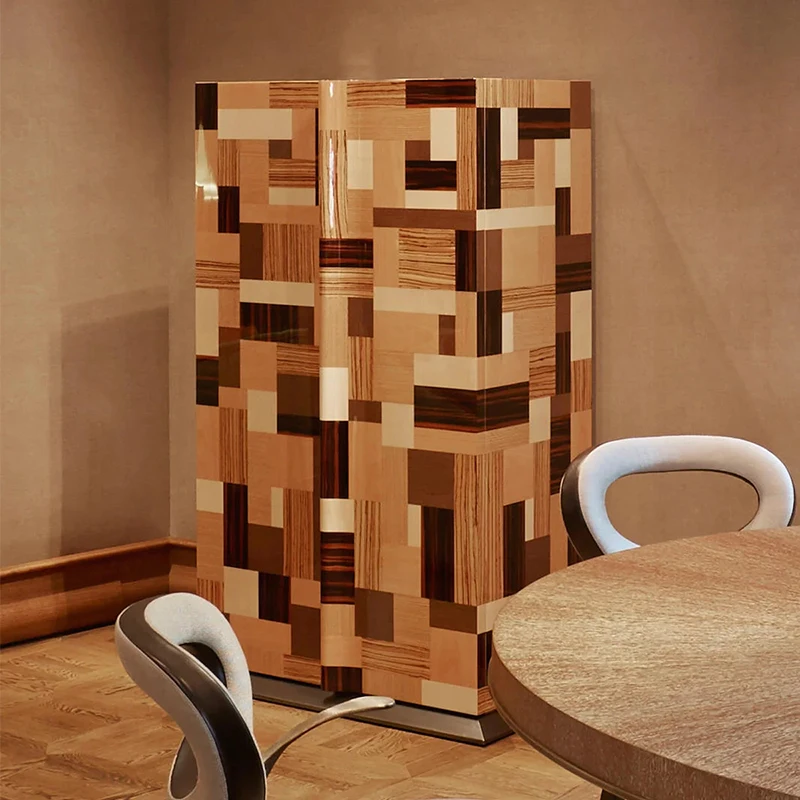 Italian light luxury solid wood wine cabinet modern minimalist design Nordic villa decoration sideboard pixel style high cabinet