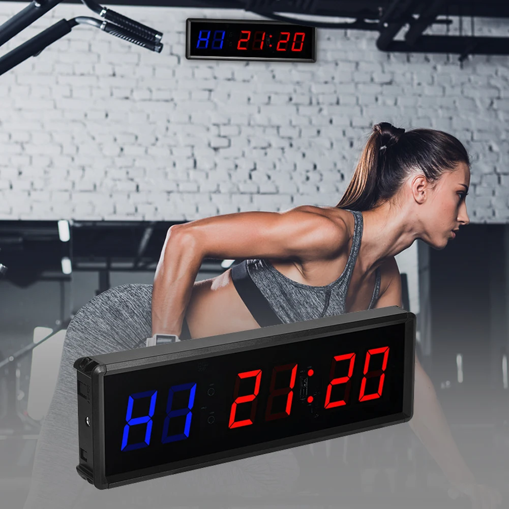 Portable Gym Timer LED Workout Clock Remote Control Fitness Timer Clock Multifunctional Wall Clock for Gym and Outdoor Sport