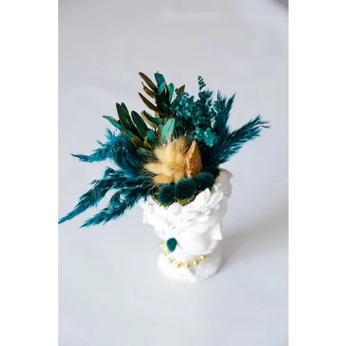 Besa Flowers Gold and Turquoise Feather Accessorized Helen Büst